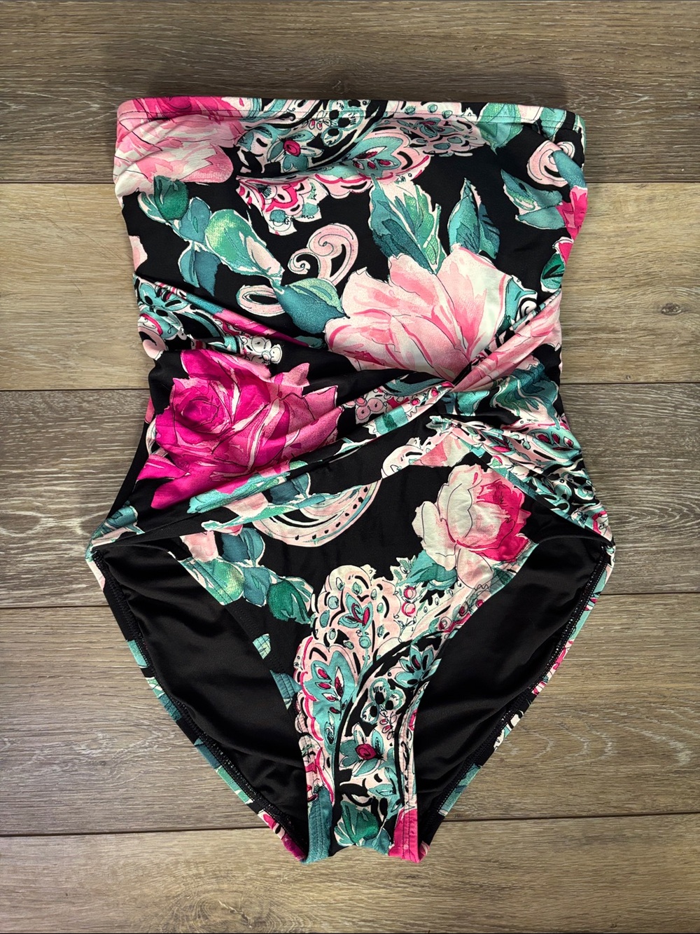 Women's Carmen Marc Valvo Botancio Rosa Knot Bandeau One Piece Swimsuit